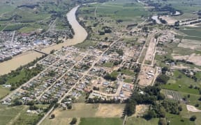 Wairoa from above, seen from a Civil Defence fly over areas near Gisborne, as experts assessed the damage from Cyclone Gabrielle, on 18 February, 2023.