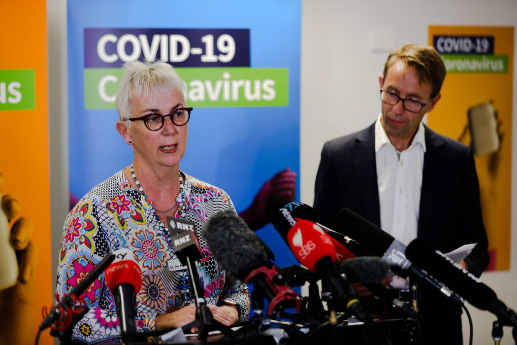 Canterbury DHB chief medical officer Dr Sue Nightingale and Director-General of Health Ashley Bloomfield who confirmed eight cases of Covid 19 at a press conference in Christchurch.