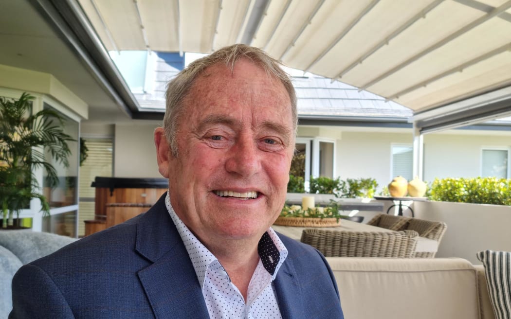 Phil Mauger celebrating the preliminary Christchurch City Mayoralty results at his Avonhead home.