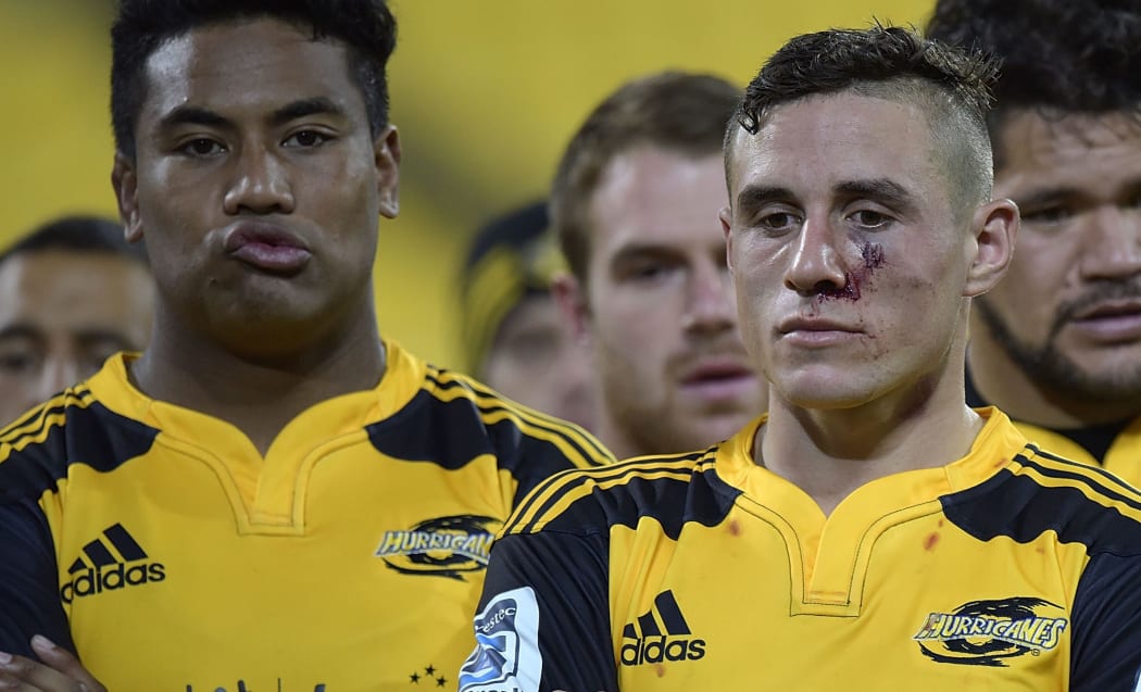 TJ Perenara and Julian Savea dejected in defeat
