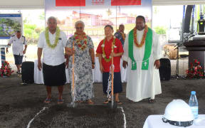 Samoa Prime Minister Fiame Naomi Mataafa with the Chinese Ambassador Chao Xiaoliang