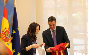 Prime Minister Jacinda Ardern and Spain's President Pedro Sanchez meeting in Madrid