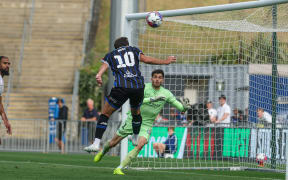 Auckland FC's Guillermo May scores for Auckland FC in their A-League men's clash against Melbourne City at Mount Smart Stadium in Auckland, 28 February 2026. Copyright Photo: Shane Wenzlick / www.photosport.nz