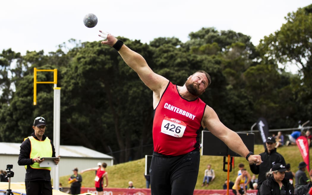 Tom Walsh competing at the 2023 National Athletics Championships, Wellington