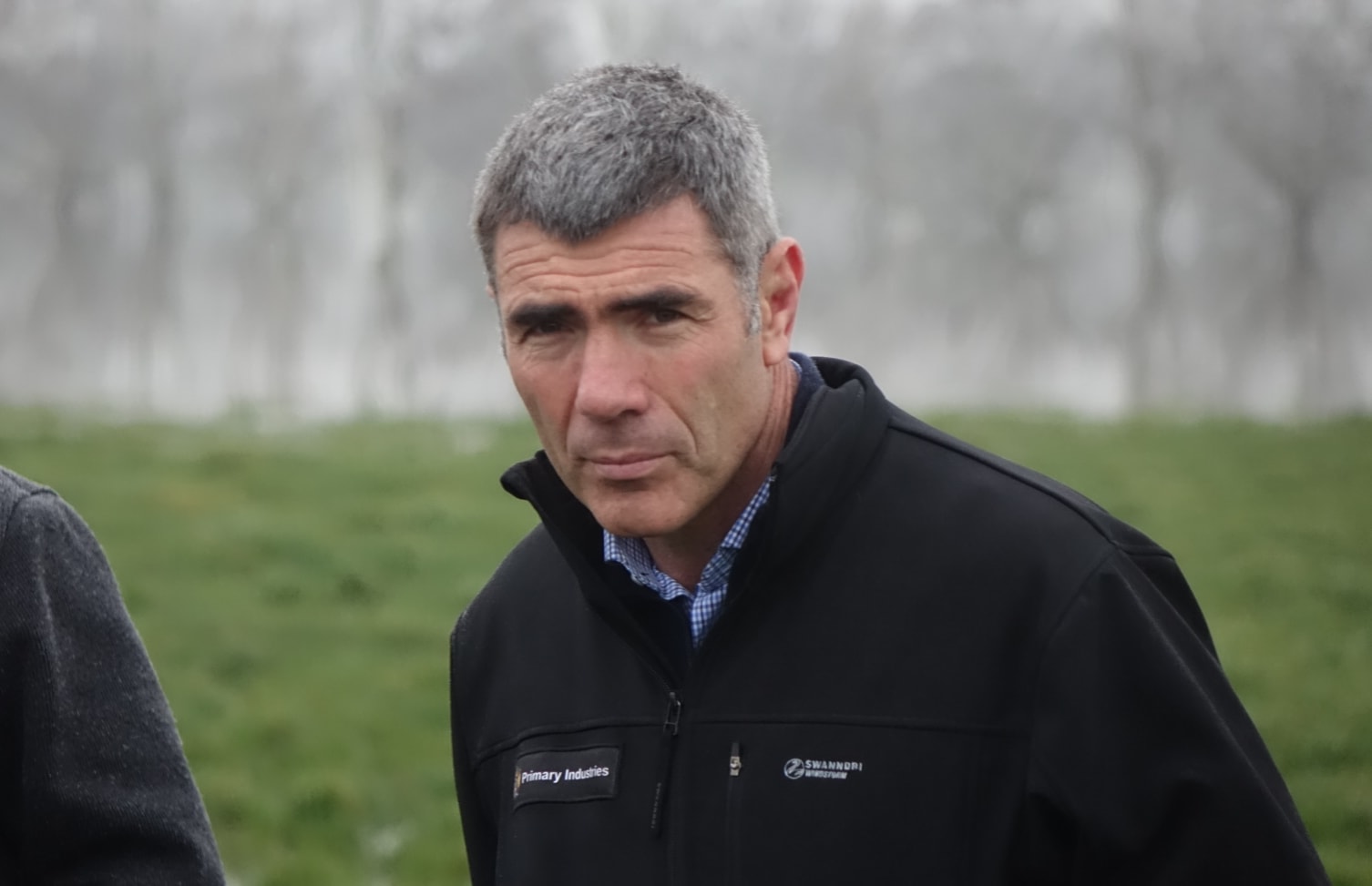 Minister for Primary Industries Nathan Guy on a farm visit as he announced support for flood-hit Otago farmers.