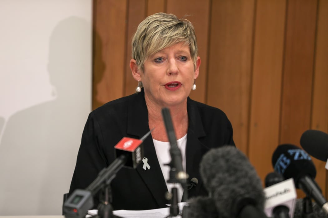 Christchurch mayor Lianne Dalziel speaks to reporters at the Christchurch City Council offices.