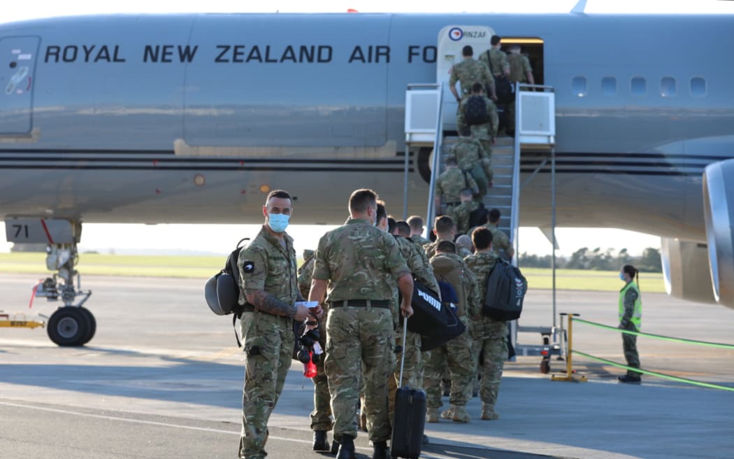 NZ Army personnel leaving for the UK on 30 August.