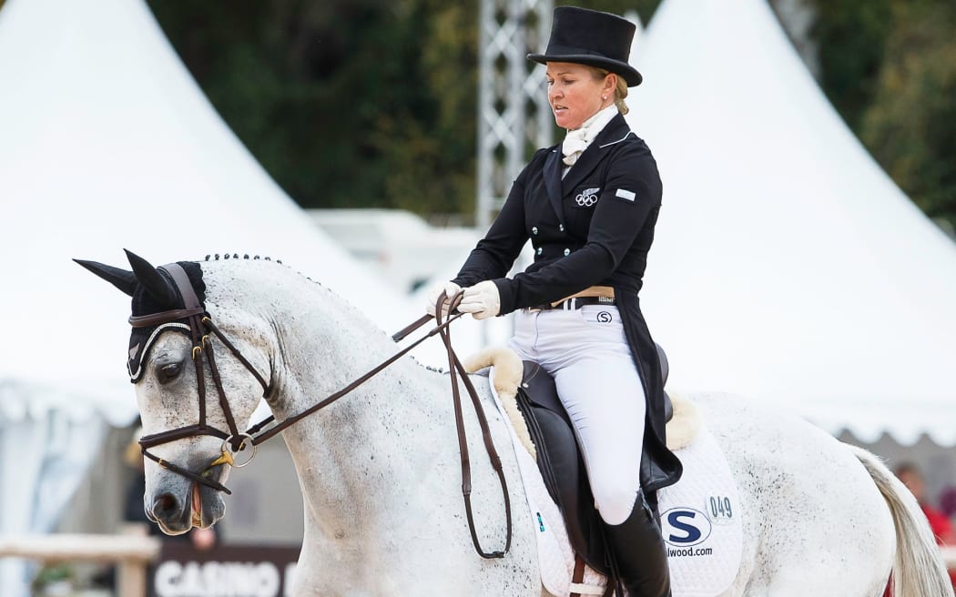 Jonelle Price sits in sixth place after her opening dressage session at Burghley.