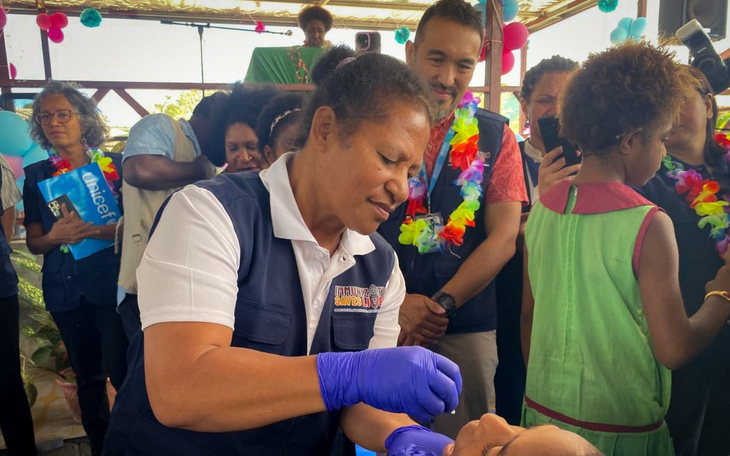 Polio vaccine campaign launch in Port Moresby, Papua New Guinea. 
August 11, 2025. At New Erima Primary School in Port Moresby. 
Photo: WHO Papua New Guinea.