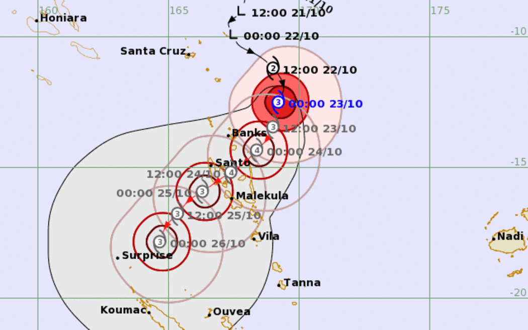 SEVERE TROPICAL CYCLONE LOLA CENTRE 970HPA CATEGORY 3 WAS LOCATED NEAR 12.5
SOUTH 169.2 EAST AT 230000 UTC.