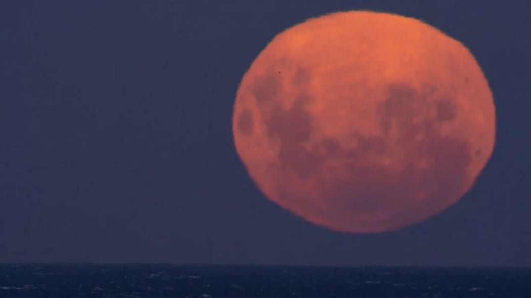 Supermoon rising in Otago Peninsula on April 27. Source: Ian Griffin/Otago Museum.