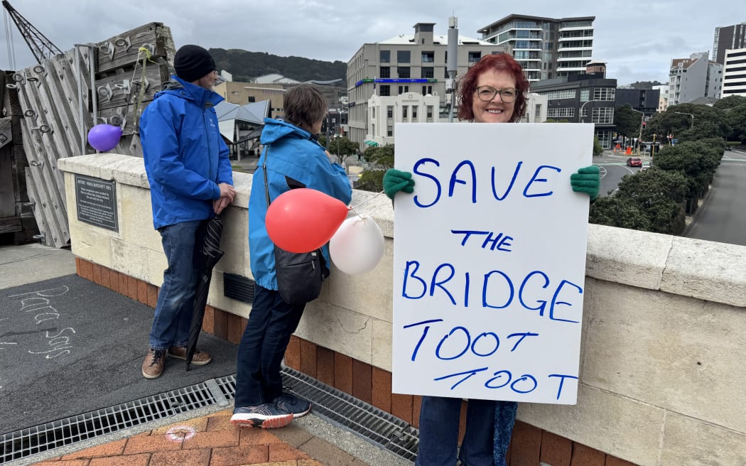 Anne Quinn on Wellington's City to Sea bridge on Sunday.