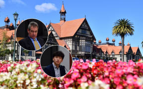 Rotorua councillors Robert Lee and Fisher Wang clashed during a museum exhibition funding decision. Photos / Laura Smith