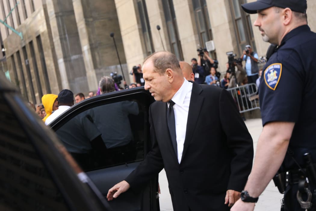 NEW YORK, NEW YORK - AUGUST 26: Harvey Weinstein exits court after an arraignment over a new indictment for sexual assault on August 26, 2019 in New York City.