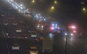 Traffic backed up early this morning after a crash near the East Tāmaki on-ramp on Auckland's motorway.