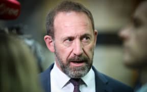 Minister of Justice Andrew Little speaks to media before heading into the debating chamber.