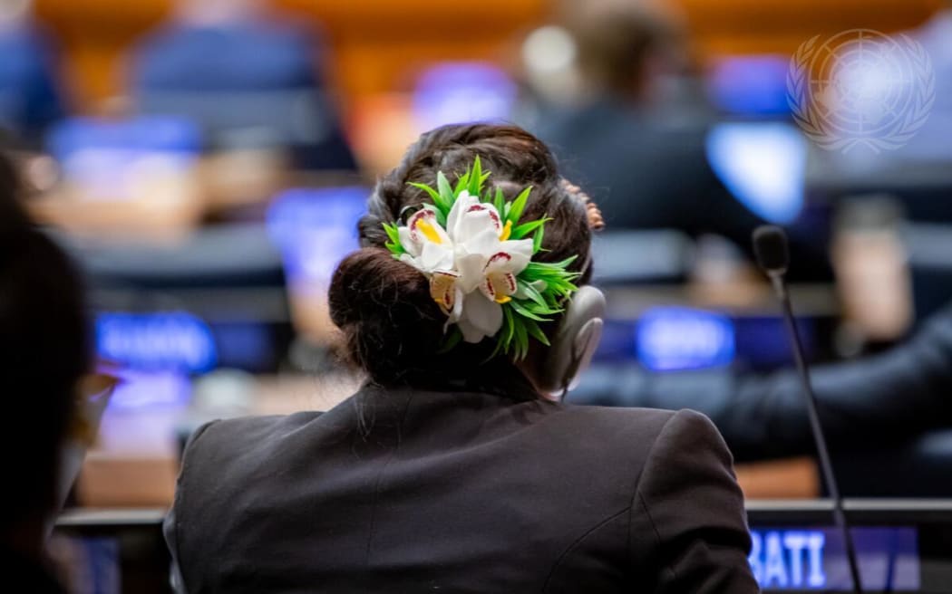 A delegate from Kiribati in a meeting during the third day of the general debate of the General Assembly's eightieth session.