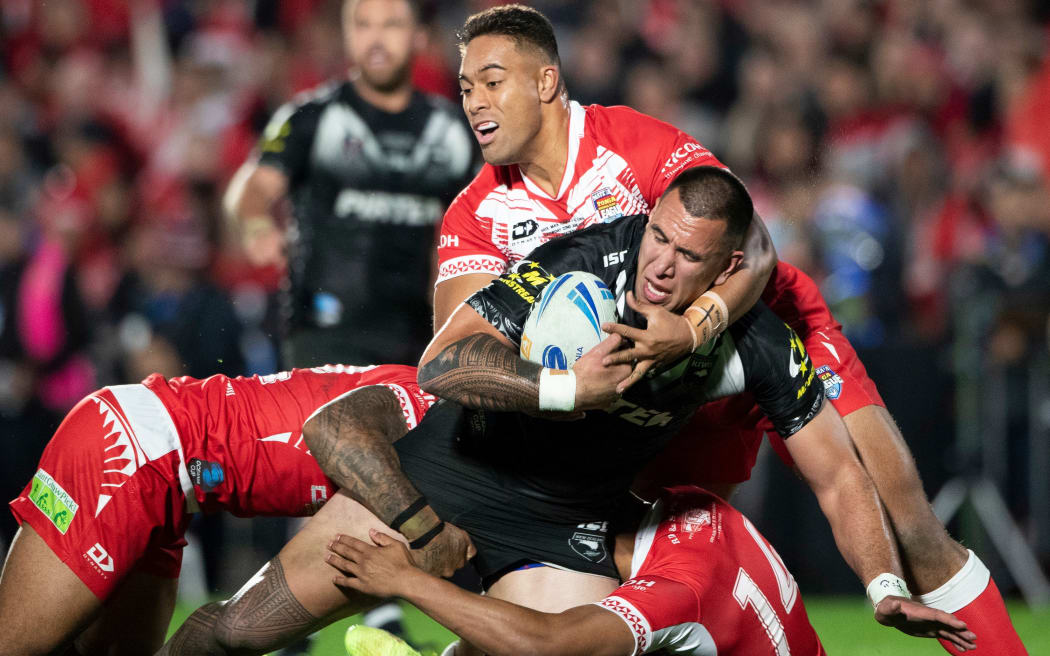 Kiwis player Nelson Asofa-Solomona in action during rugby league Test match between Kiwis and Tonga, held at Mt Smart Stadium, Auckland, New Zealand.  22  June 2019       Photo: Brett Phibbs / www.photosport.nz