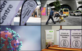 Clockwise, from top left: 130,002 doses were given during the Vaxathon yesterday; Restrictions in Victoria will be eased; Epidemiologist Michael Baker calls for further vaxathons; 51 new community cases are reported