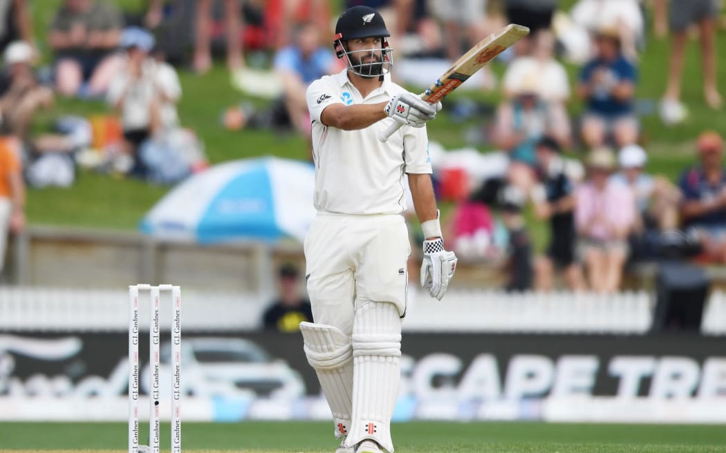 Daryl Mitchell 50 not out on debut on Day 2. 2nd Test match. New Zealand Black Caps v England. International Cricket at Seddon Park, Hamilton, New Zealand. Saturday 30 November 2019