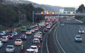 Wellington motorway congested.