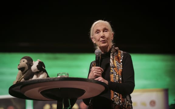 Jane Goodall speaks at her event  “Tomorrow & Beyond Tour”.