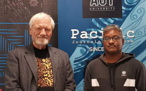 The Pacific Media Centre’s team working in collaboration with Internews’ Earth Journalism Network on climate change and the pandemic . . . then centre director Professor David Robie and Pacific Media Watch contributing editor Sri Krishnamurthi.