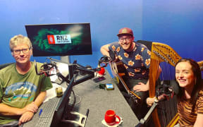 Rachel Hair and Ron Jappy in the studio