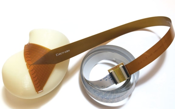 An electrode made using flexible printed circuit technology can be used to map electrical signals in the human stomach.