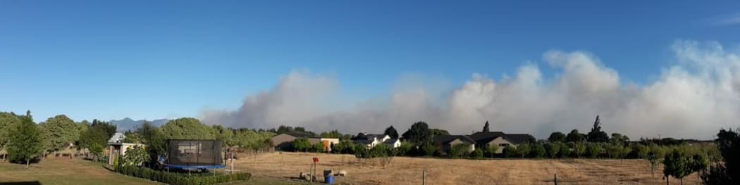 The fire raging on Northbank near Renwick in Marlborough.