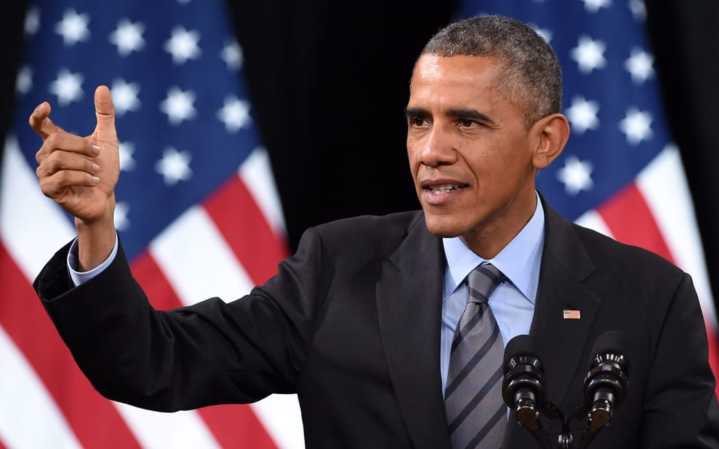 Barack Obama speaking about his executive action on US immigration policy at a high school in Las Vegas, Nevada.