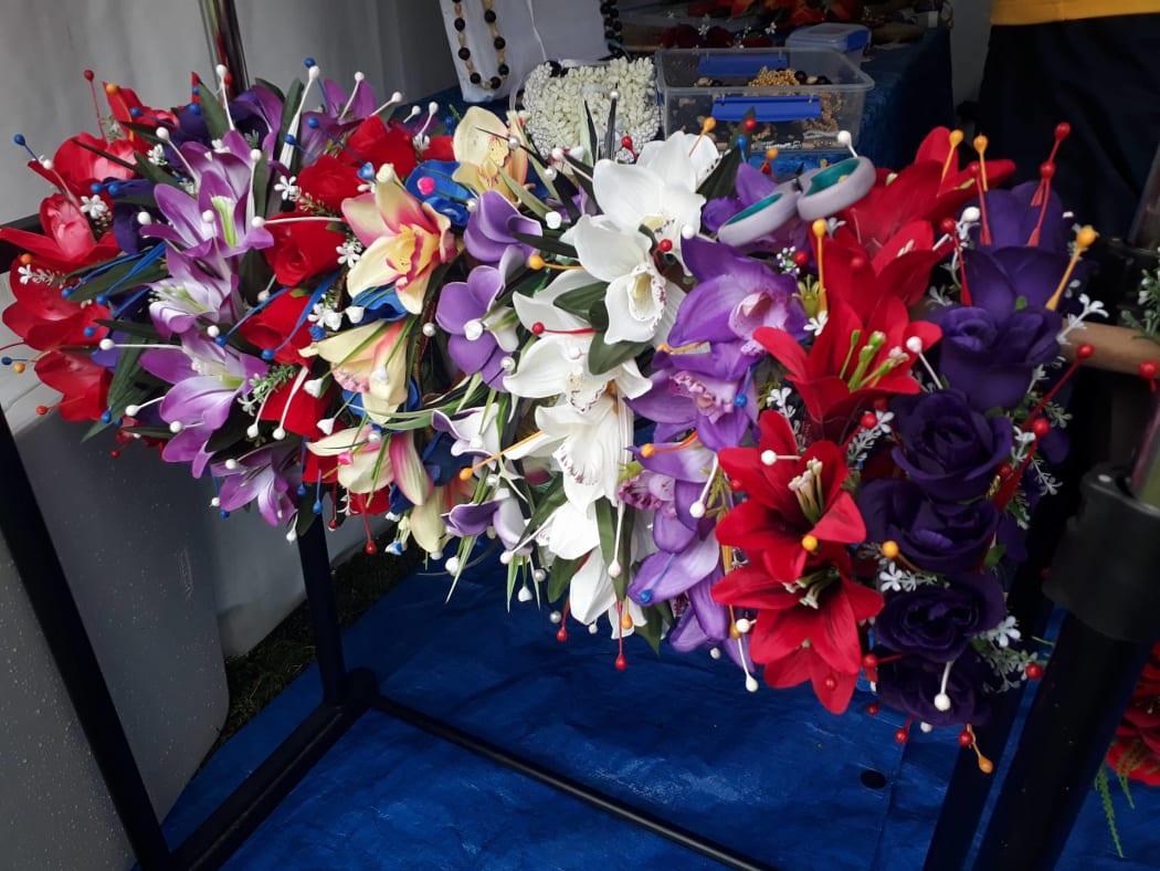 Flower headpieces or Ei at Pasifika Festival 2018.