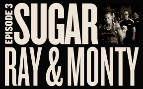 Large title saying: "Episode 13: Sugar Ray & Monty" and a small black and white image of Daniella Smith with some other people behind her.