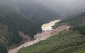 A new lake has formed by a landslide in the Waiorongomai Valley, Gisborne.