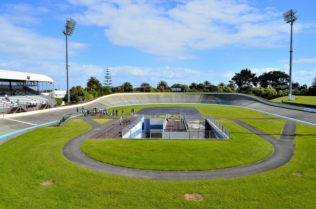 An aerial shot of the Manukau Sport Bowl velodrome that was used to host events at the 1990 Commonwealth Games.