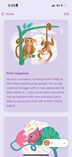 A screenshot from the Parentland app.