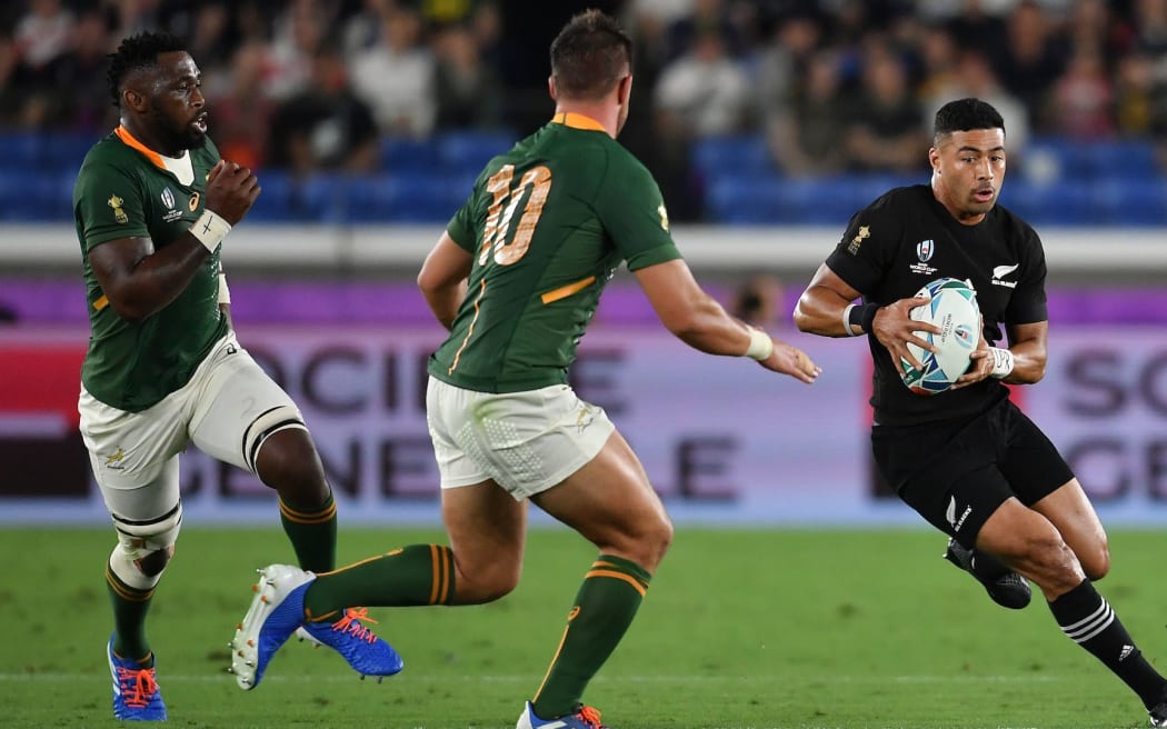 New Zealand's Richie Mo'unga in action during this evening's game
Rugby World Cup 2019, New Zealand All Blacks v South Africa at International Stadium, Yokohama, Japan on 21st September 2019.
Copyright photo: Ashley Western / www.photosport.nz