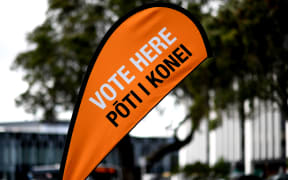 AUCKLAND, NEW ZEALAND - OCTOBER 09: Signage for advance voting is displayed outside a polling booth on October 09, 2020 in Auckland, New Zealand. New Zealanders have been able to cast their votes in advance since October 3 ahead of the 2020 General Election. The 2020 New Zealand General Election was originally due to be held on Saturday 19 September but was delayed due to the re-emergence of COVID-19 in the community. (Photo by Hannah Peters/Getty Images)