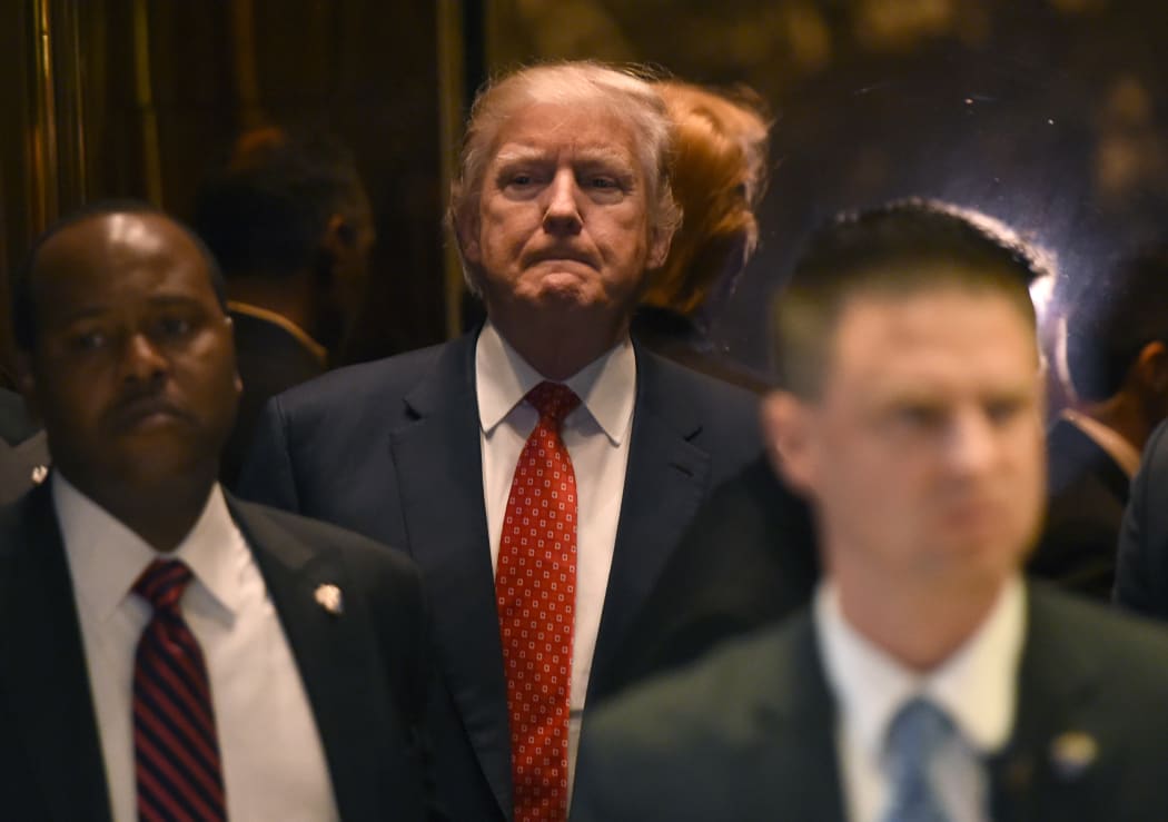 President-elect Donald Trump is seen at Trump Tower in New York City January 9, 2017 after a series of meetings.