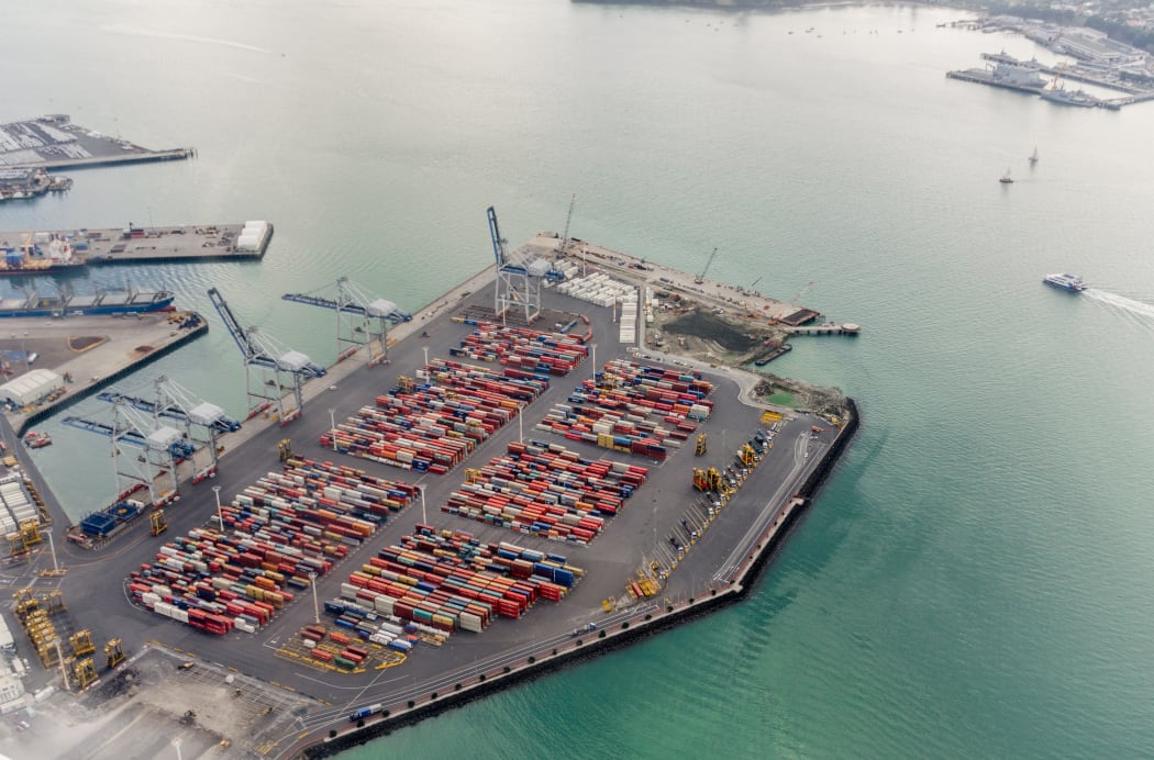 Auckland, New Zealand - May 25, 2017:  Aerial view of the port of Auckland New Zealand.