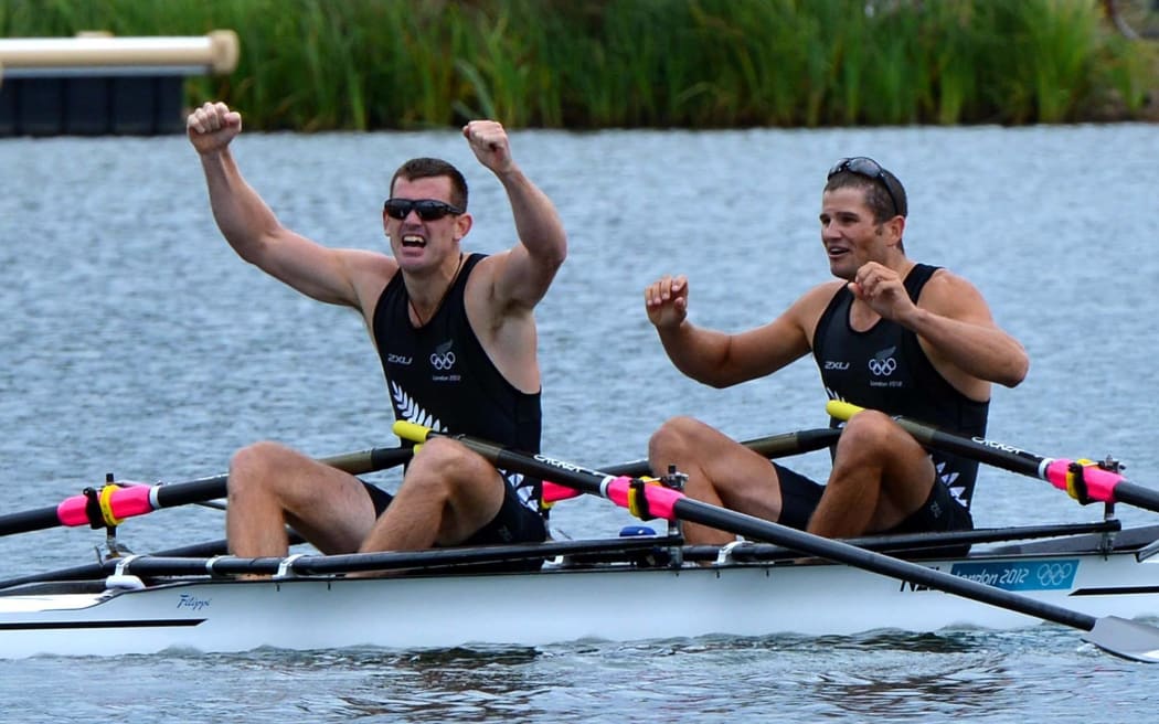 Joseph Sullivan and Nathan Cohen of New Zealand win the mens Double Sculls Final in London 2012 Olympic Games