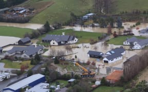 An aerial photo shows flooding in Otago after the July storm on 20-23 July 2017. Outlying and rural areas of Dunedin are among those affected.