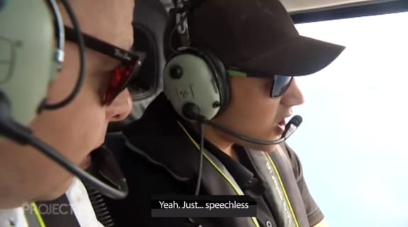 Newshub;s Patrick Gower flies above Whakaari / White Island.
