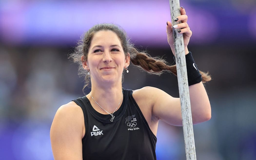 Eliza McCartney (NZL) compite en el Clasificatorio del Grupo B de Bóveda Femenina en los Juegos Olímpicos de París 2024 - Stade de France, París, Francia, el lunes 05 de agosto de 2024. (Foto: Simon Stockpool / www.photosport.nz)