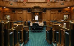 Parliament’s debating chamber sits empty
