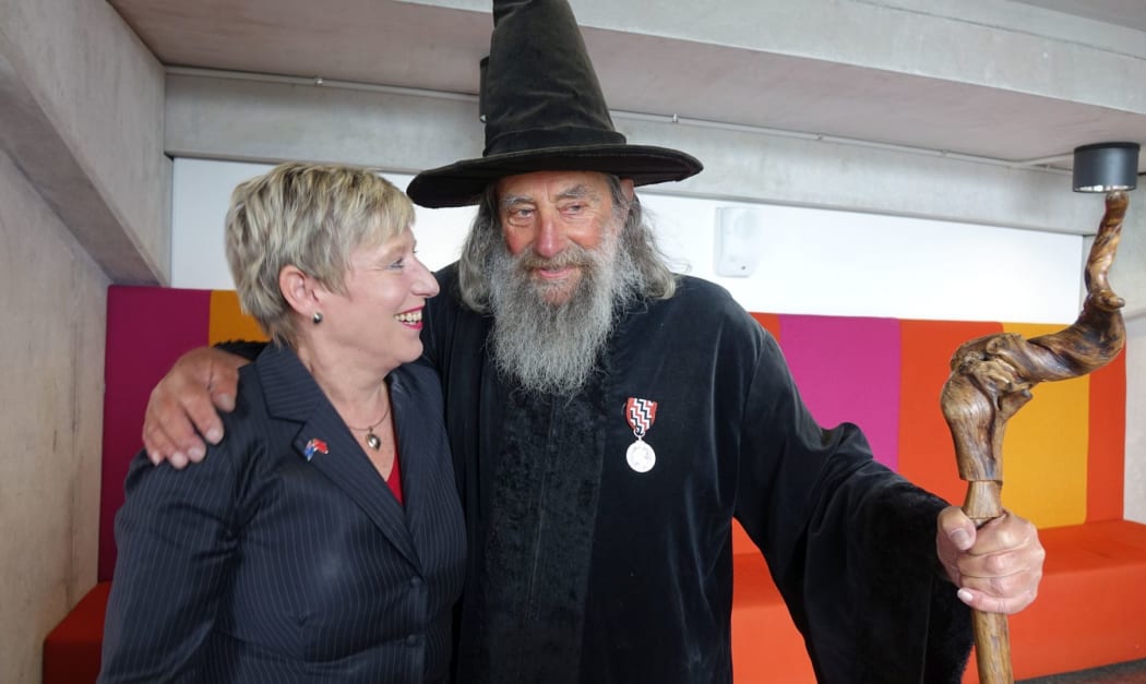 Christchurch mayor Lianne Dalziel with The Wizard.