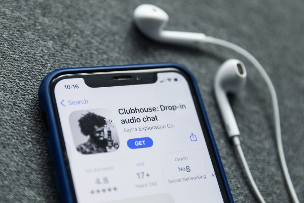 Clubhouse Drop-in audio chat app logo on the App Store is seen displayed on a phone screen in this illustration photo taken in Poland on February 3, 2021.  (
