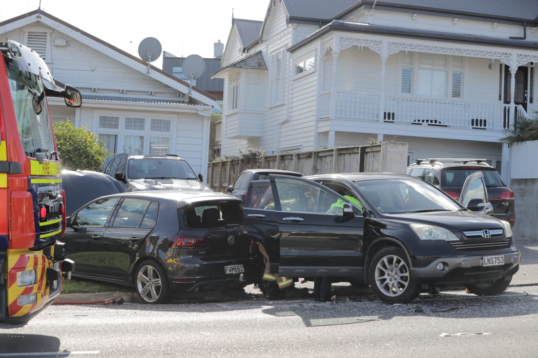 Three vehicles were damaged in the crash.