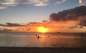 Sunset as viewed from Saipan, the main island of the Northern Marianas.