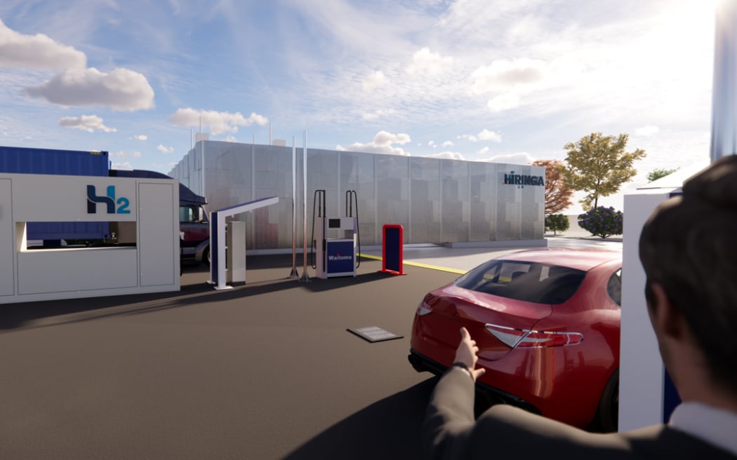 An artist’s impression of a Hiringa Energy hydrogen refuelling site